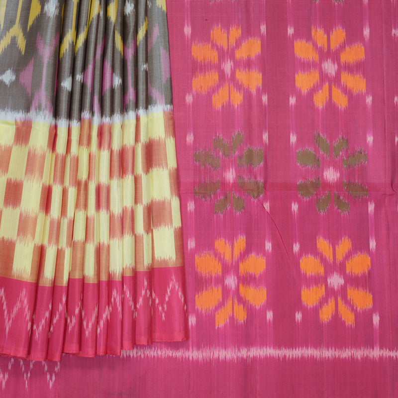 Hayagrivas Grey Handloom Ikkat Soft Silk Saree KBF909H2-47