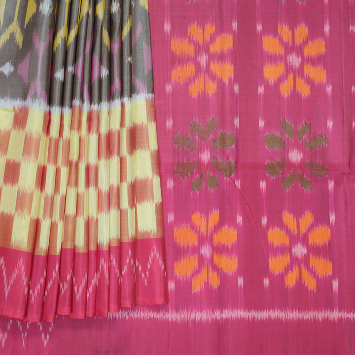 Hayagrivas Grey Handloom Ikkat Soft Silk Saree KBF909H2-47