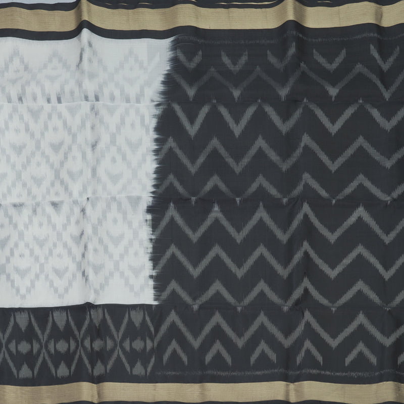 Hayagrivas White Handloom Ikkat Soft Silk Saree KBF909H2-48