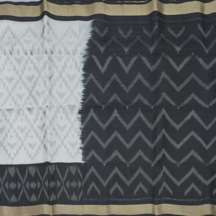 Hayagrivas White Handloom Ikkat Soft Silk Saree KBF909H2-48