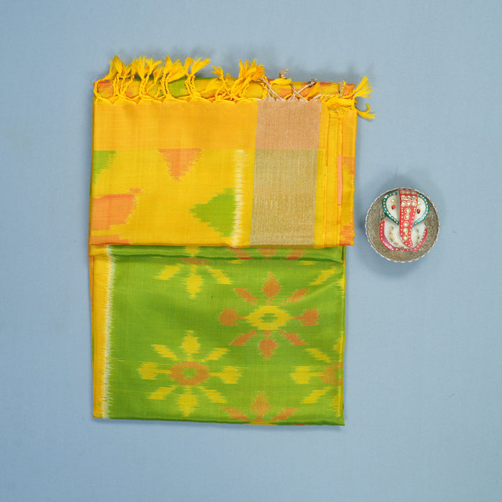 Hayagrivas Parrot Green Handloom Ikkat Soft Silk Saree KBF909H2-51