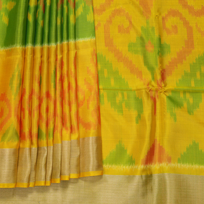Hayagrivas Parrot Green Handloom Ikkat Soft Silk Saree KBF909H2-51