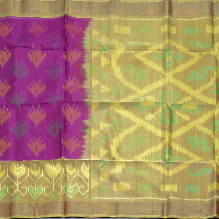 Hayagrivas Magenta Handloom Ikkat Soft Silk Saree KBF909H2-67