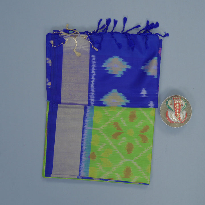 Hayagrivas Parrot Green Handloom Ikkat Soft Silk Saree KBF909H2-70