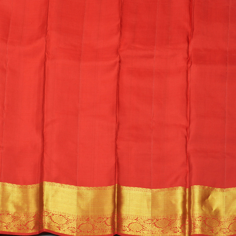 Hayagrivas Handloom Golden Orange Kanjivaram Silk Saree with Red Border KBF910H1-15
