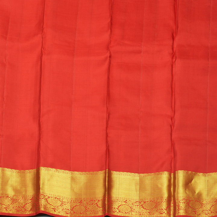Hayagrivas Handloom Golden Orange Kanjivaram Silk Saree with Red Border KBF910H1-15