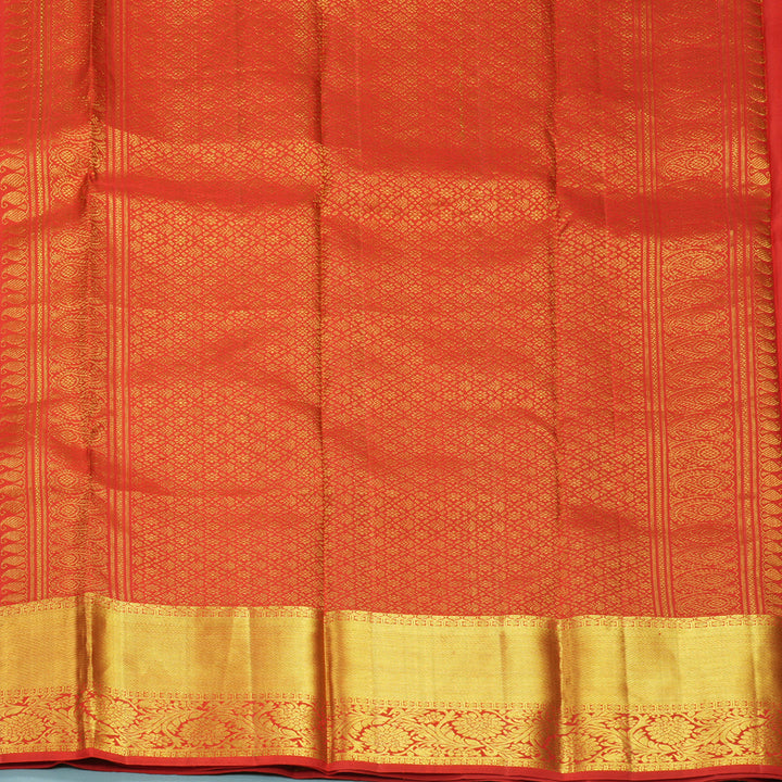 Hayagrivas Handloom Golden Orange Kanjivaram Silk Saree with Red Border KBF910H1-15