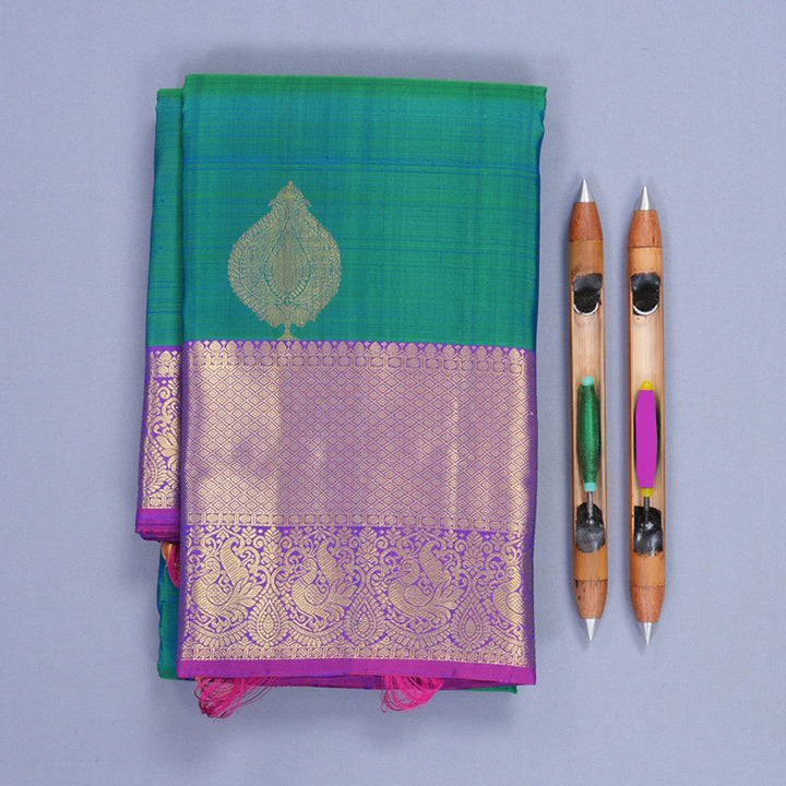 Hayagrivas Handloom Mayilkazhuthu Kanjivaram Silk Saree with Purple Border KBF910H1-19