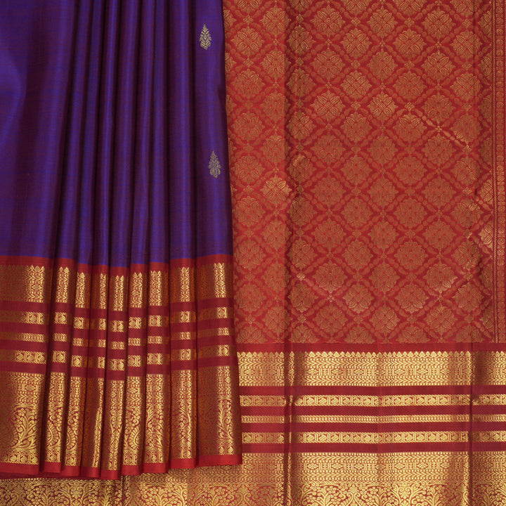 Hayagrivas Handloom Purple Kanjivaram Silk Saree with Red Border KBF910H1-25