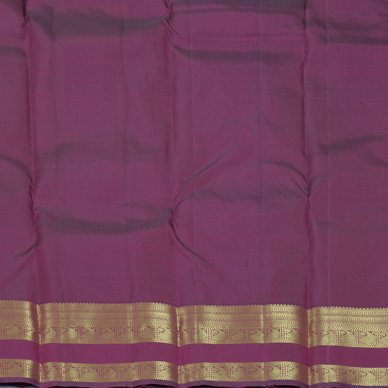 Hayagrivas Handloom Orangish-Pink Kanjivaram Silk Saree with Purple Border KBF910H1-6