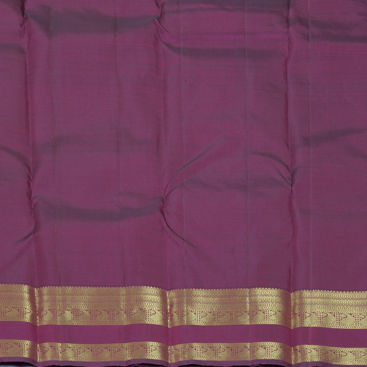 Hayagrivas Handloom Orangish-Pink Kanjivaram Silk Saree with Purple Border KBF910H1-6