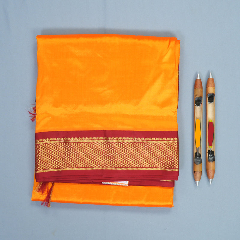 Hayagrivas Handloom Mambazham Orange Ten Yards Silk Saree KBF911H1-5