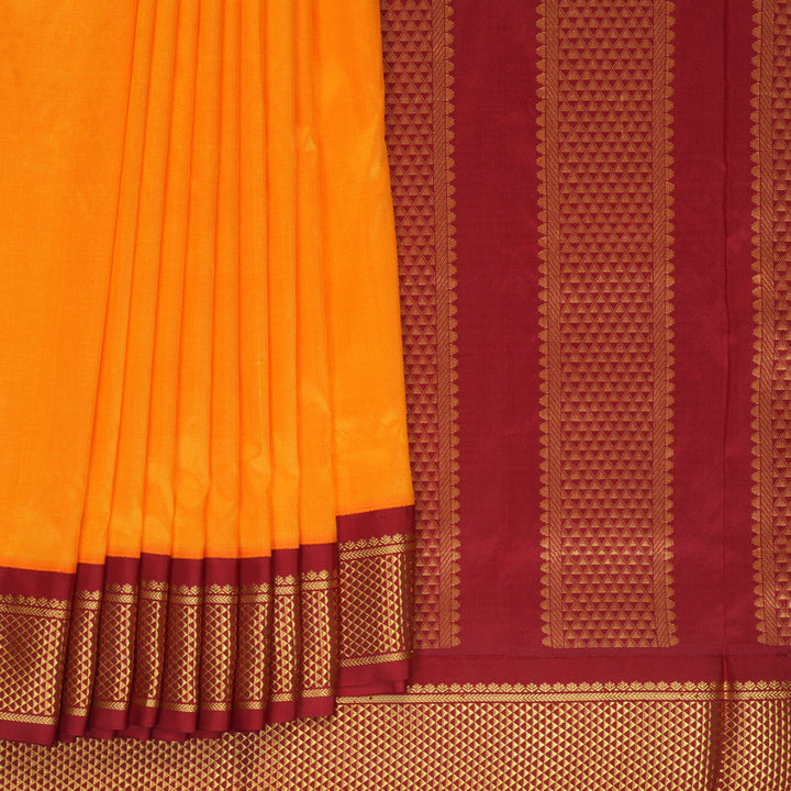 Hayagrivas Handloom Mambazham Orange Ten Yards Silk Saree KBF911H1-5