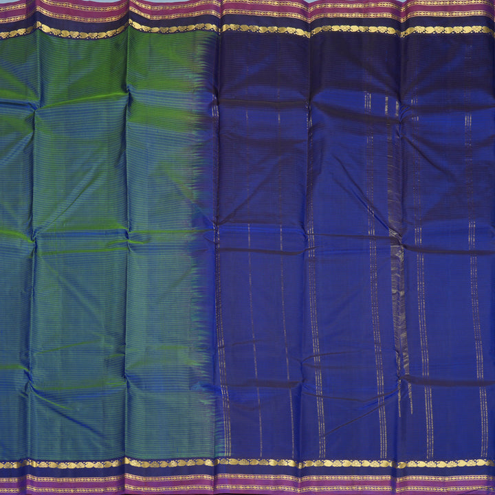 Hayagrivas Handloom Blue-Green Kanjivaram Silk Saree KBF912H1-15