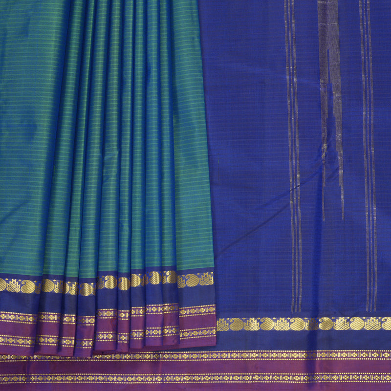 Hayagrivas Handloom Blue-Green Kanjivaram Silk Saree KBF912H1-15