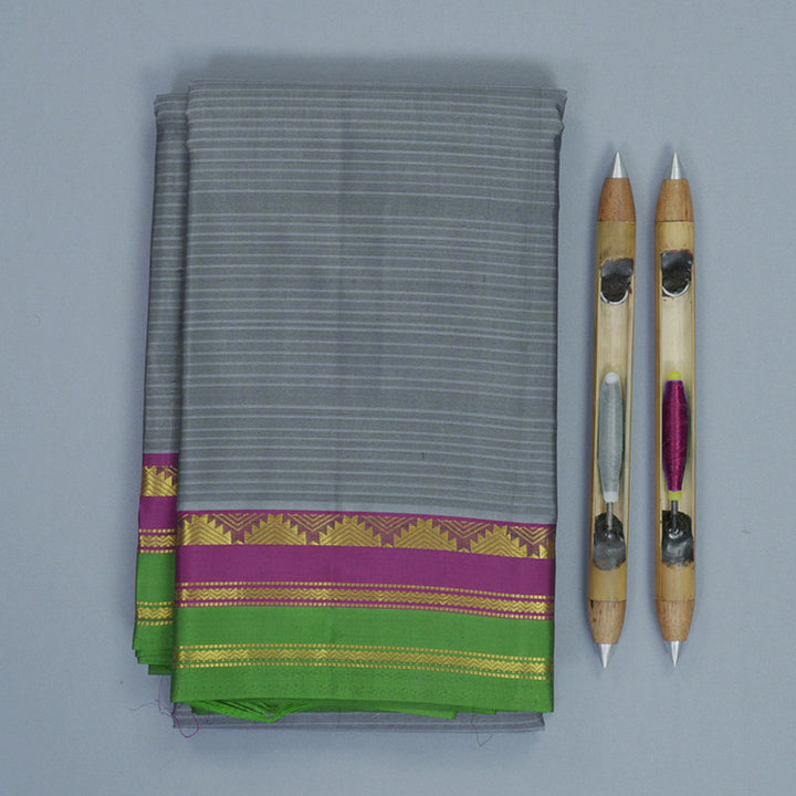 Hayagrivas Handloom Grey Kanjivaram Silk Saree KBF912H1-16