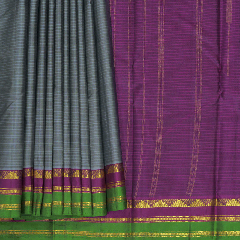 Hayagrivas Handloom Grey Kanjivaram Silk Saree KBF912H1-16