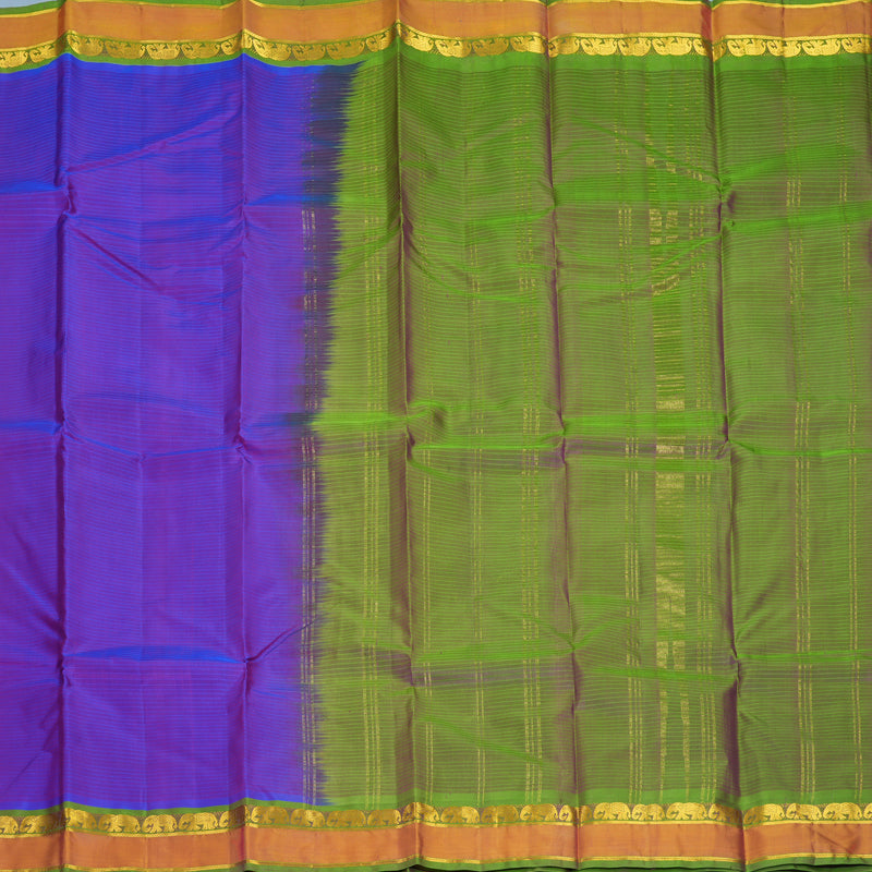 Hayagrivas Handloom Purple Kanjivaram Silk Saree with Orange Border KBF912H1-17