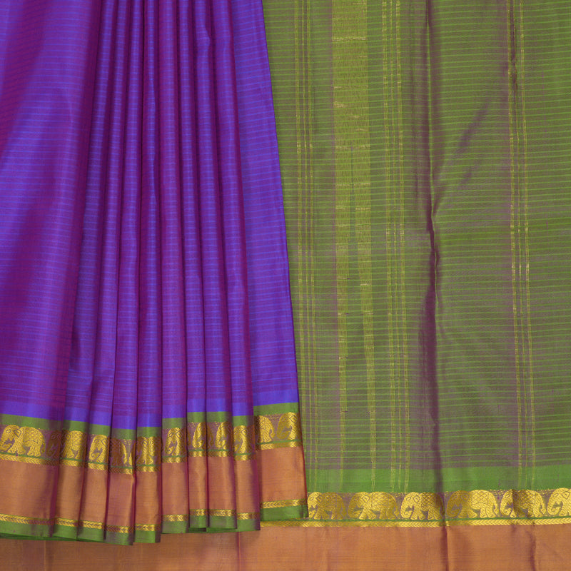 Hayagrivas Handloom Purple Kanjivaram Silk Saree with Orange Border KBF912H1-17