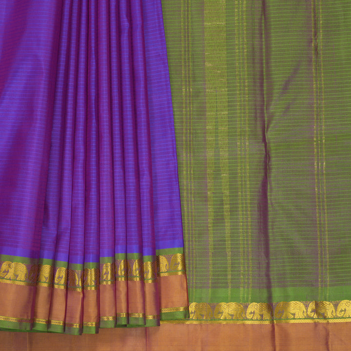 Hayagrivas Handloom Purple Kanjivaram Silk Saree with Orange Border KBF912H1-17