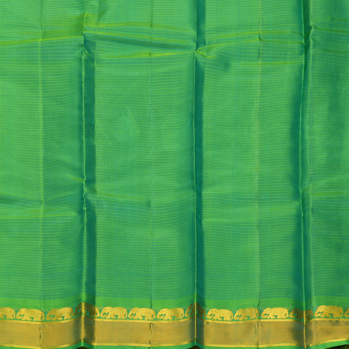 Hayagrivas Handloom Blue-Green Kanjivaram Silk Saree with Parrot Green Border KBF912H1-2