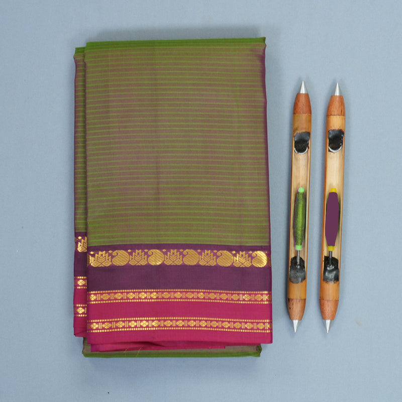 Hayagrivas Handloom Manthalir Kanjivaram Silk Saree with Purple &amp; Pink Border KBF912H1-22
