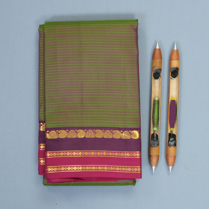 Hayagrivas Handloom Manthalir Kanjivaram Silk Saree with Purple &amp; Pink Border KBF912H1-22