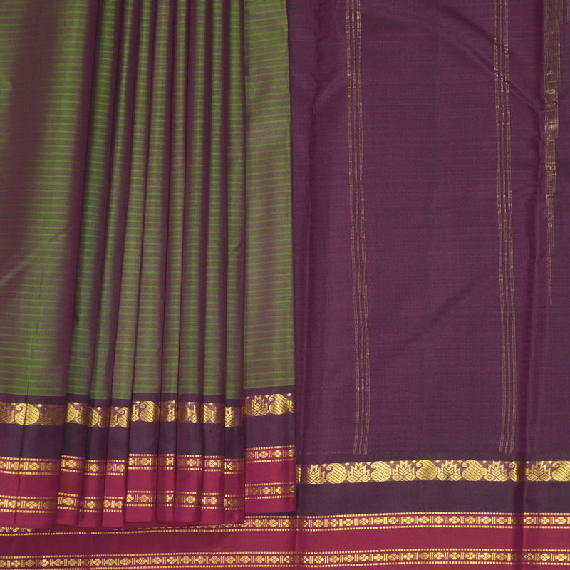 Hayagrivas Handloom Manthalir Kanjivaram Silk Saree with Purple &amp; Pink Border KBF912H1-22