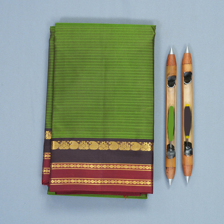 Hayagrivas Handloom Olive Green Kanjivaram Silk Saree KBF912H1-23