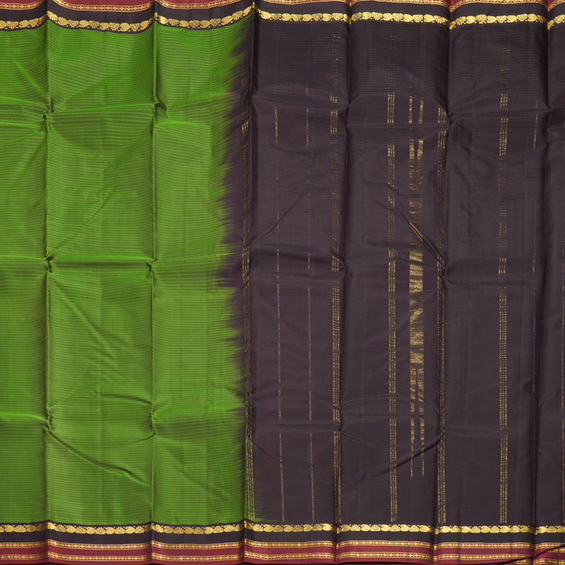 Hayagrivas Handloom Olive Green Kanjivaram Silk Saree KBF912H1-23