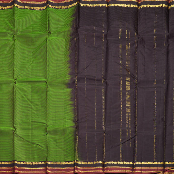 Hayagrivas Handloom Olive Green Kanjivaram Silk Saree KBF912H1-23