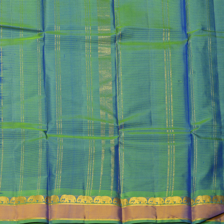 Hayagrivas Handloom Royal Blue Kanjivaram Silk Saree with Honey Mustard Border KBF912H1-5