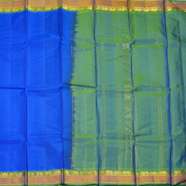 Hayagrivas Handloom Royal Blue Kanjivaram Silk Saree with Honey Mustard Border KBF912H1-5