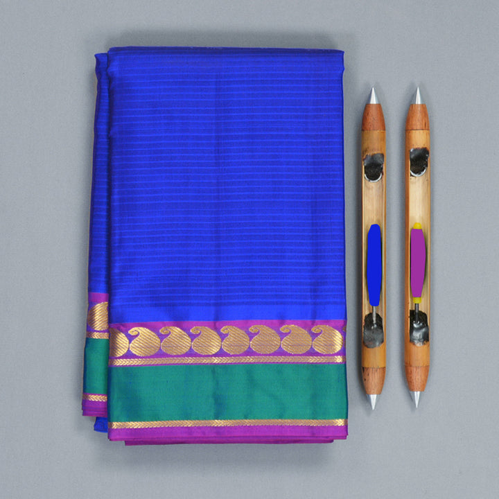 Hayagrivas Handloom Royal Blue Kanjivaram Silk Saree with Mayilkazhuthu Border KBF912H1-8
