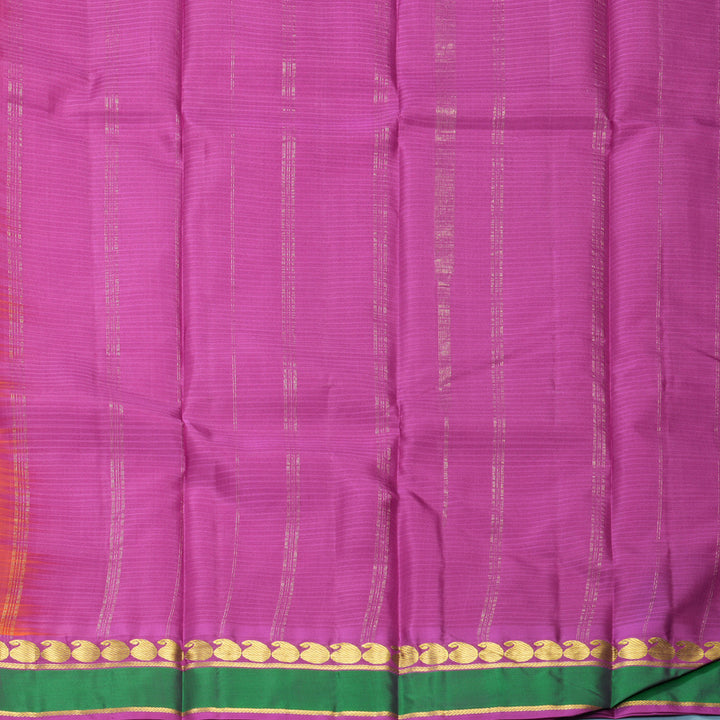 Hayagrivas Handloom Orangish-Pink Kanjivaram Silk Saree KBF912H1-9