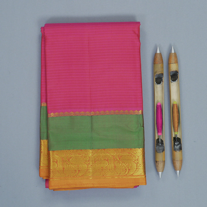 Hayagrivas Handloom Rani Pink Kanjivaram Silk Saree KBF912H2-1
