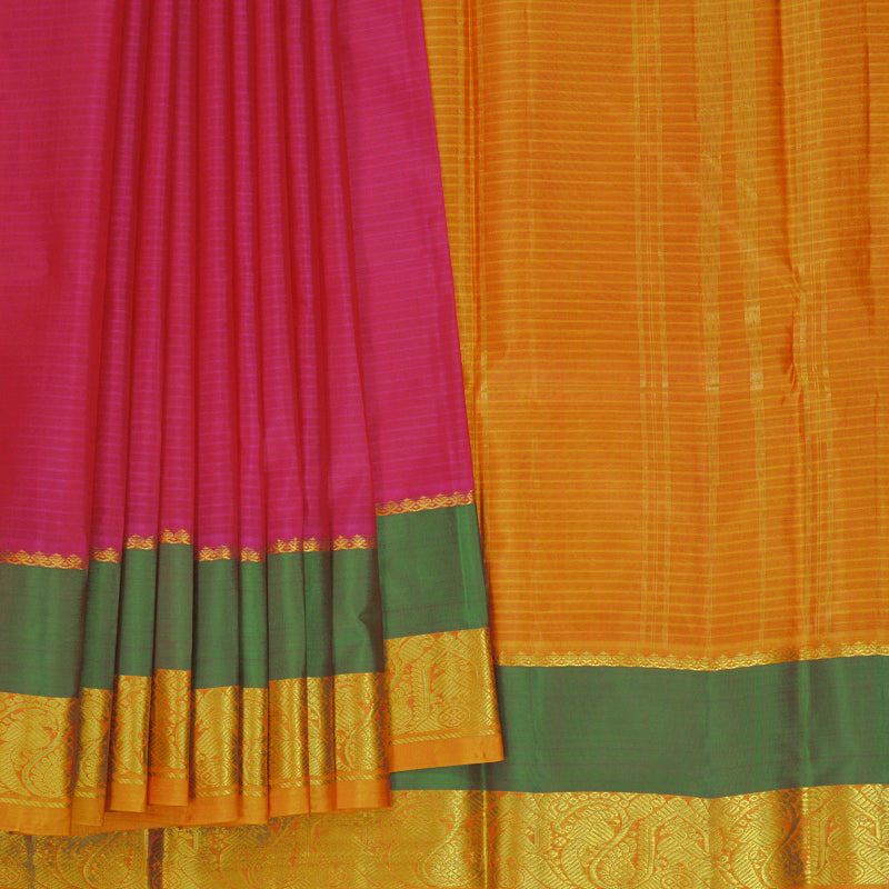 Hayagrivas Handloom Rani Pink Kanjivaram Silk Saree KBF912H2-1