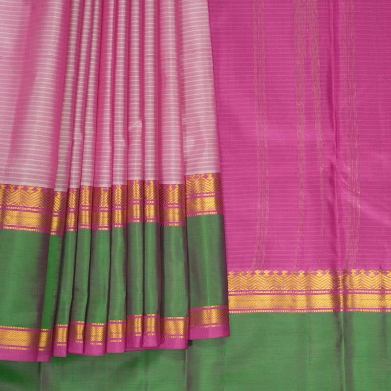 Hayagrivas Handloom Baby Pink Kanjivaram Silk Saree with Aqua Green Border KBF912H2-10