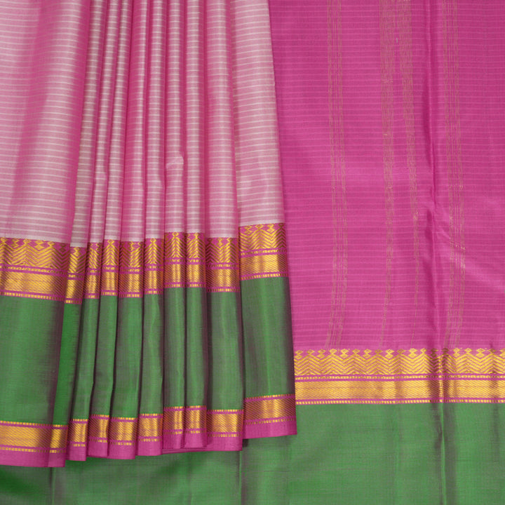 Hayagrivas Handloom Baby Pink Kanjivaram Silk Saree with Aqua Green Border KBF912H2-10