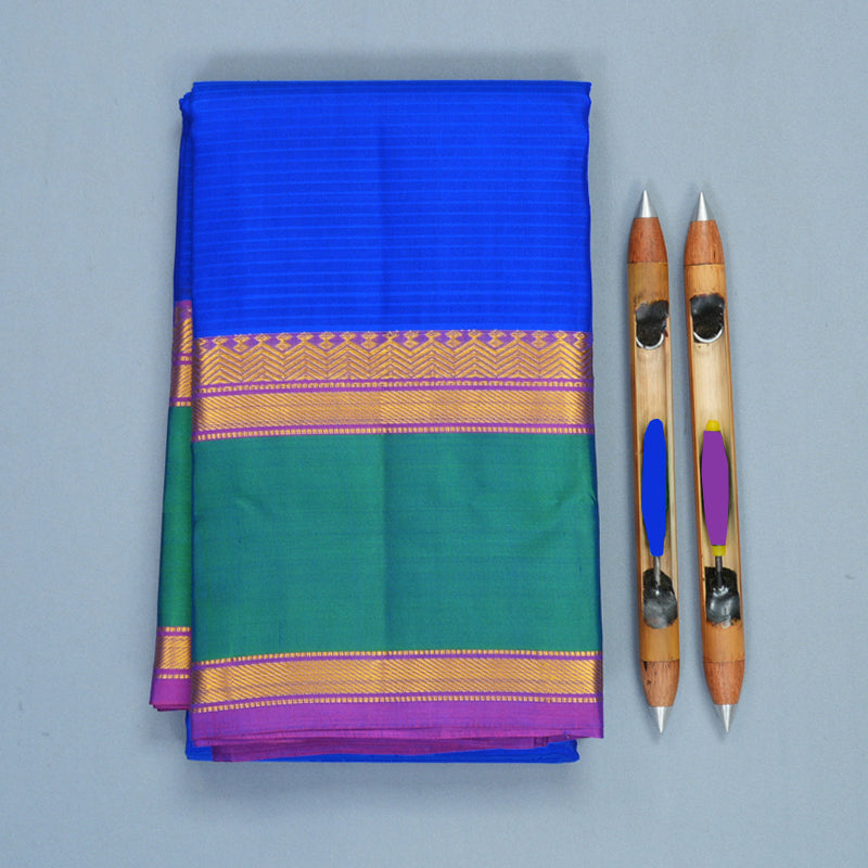 Hayagrivas Handloom Royal Blue Kanjivaram Silk Saree with Aqua Green Border KBF912H2-11