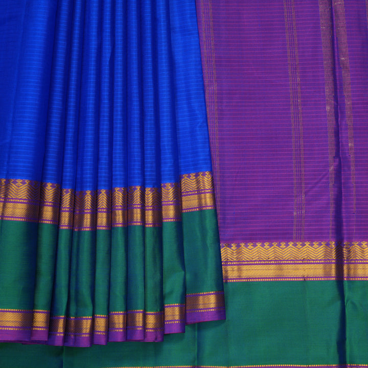 Hayagrivas Handloom Royal Blue Kanjivaram Silk Saree with Aqua Green Border KBF912H2-11