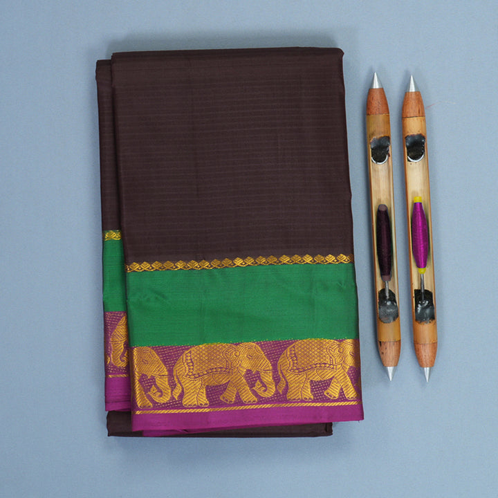 Hayagrivas Handloom Deep Snuff Kanjivaram Silk Saree KBF912H2-15