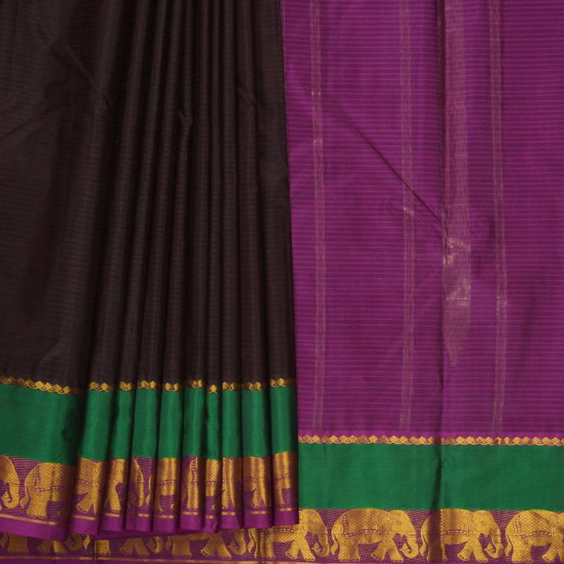 Hayagrivas Handloom Deep Snuff Kanjivaram Silk Saree KBF912H2-15