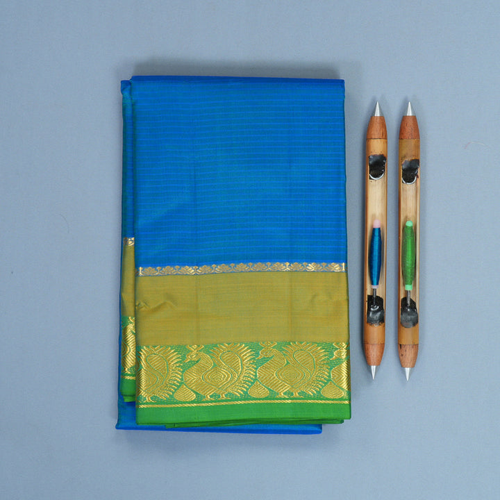 Hayagrivas Handloom Blue-Green Kanjivaram Silk Saree KBF912H2-16