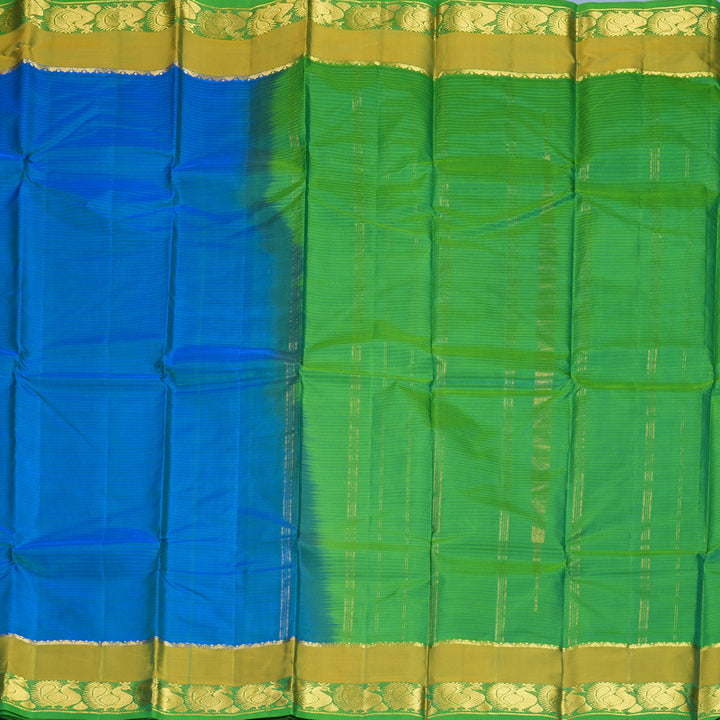 Hayagrivas Handloom Blue-Green Kanjivaram Silk Saree KBF912H2-16
