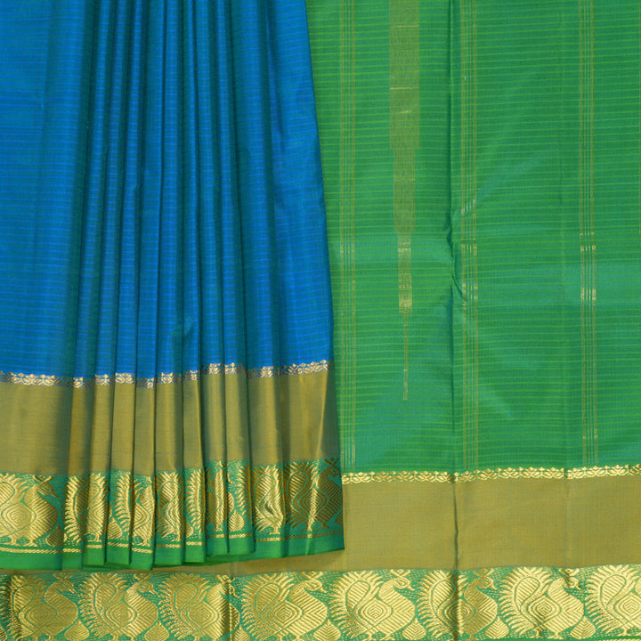 Hayagrivas Handloom Blue-Green Kanjivaram Silk Saree KBF912H2-16