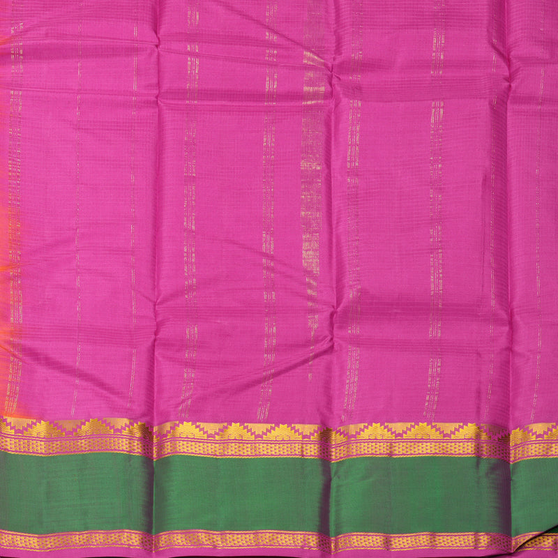 Hayagrivas Handloom Orangish-Pink Kanjivaram Silk Saree with Mayilkazhuthu Border KBF912H2-19