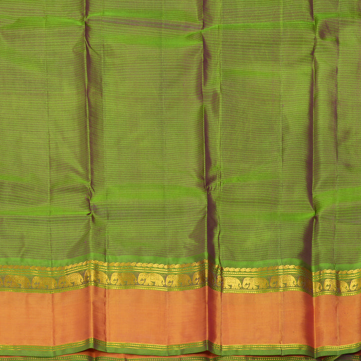 Hayagrivas Handloom Magenta Kanjivaram Silk Saree with Orange Border KBF912H2-2