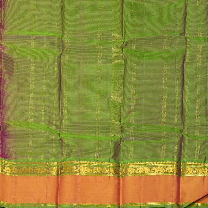Hayagrivas Handloom Magenta Kanjivaram Silk Saree with Orange Border KBF912H2-2