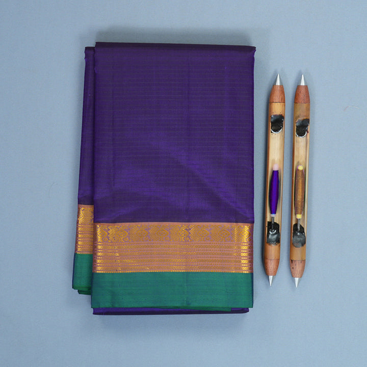 Hayagrivas Handloom Ink Blue Kanjivaram Silk Saree KBF912H2-20